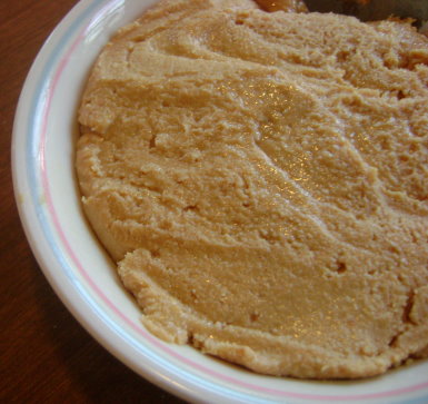 Ground up peanuts in a smooth paste